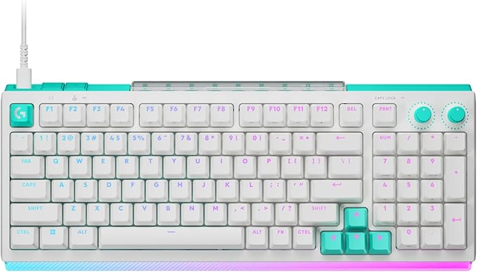 Logitech G512 X 98 TMR + Linear Switch Mechanical Gaming Keyboard - White | Hot-Swappable 9x TMR Rapid Trigger + Linear Mechanical Switches, Gasket, PBT Keycaps, <8K, LIGHTSYNC RGB, for PC & Mac