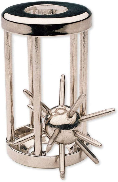 Bits and Pieces Metal Brain Teaser Puzzle - Spiked Ball Disentanglement Puzzle, 3D Assembly Puzzles for Adults
