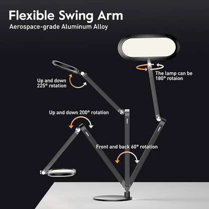 LitONES Premium LED Desk Lamp, Dual-Sided Soft Lighting with Knob Remote | Eye-Caring Diffused Light for Home Office, Video Conferencing, Zoom, Reading, Study, Craft, Stepless Dimming & Color, Memory