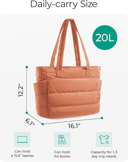 BAGSMART Tote Bag for Women, Lightweight Puffy Tote Bag with Compartments Shoulder Bag Handbag for Travel, Work, Gym | Lightweight