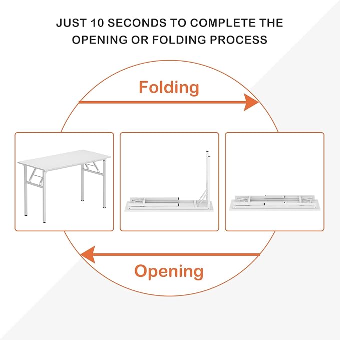 Need Office Computer Desk 39.3 Inch Sturdy Folding Laptop Table White | White Frame Writing Gaming Work Table/Foldable Home Office Desk/Sewing Table, No Assembly Required