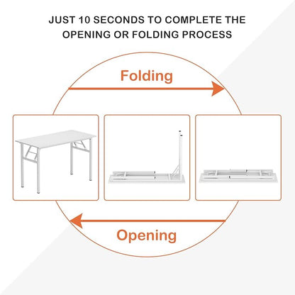 Need Office Computer Desk 39.3 Inch Sturdy Folding Laptop Table White | White Frame Writing Gaming Work Table/Foldable Home Office Desk/Sewing Table, No Assembly Required