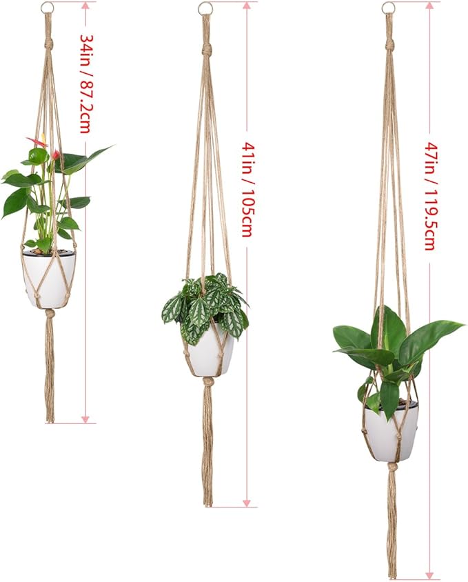 Petutu Plant Hangers Indoor Macrame Hanging Planter Holder 6 Pack, 3 Sizes