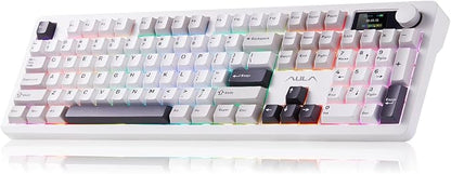 AULA F106 Pro Wireless Keyboard Full Size Mechanical Gaming Keyboards | Full Size,Hot Swappable Custom,8000mAh,RGB Backlit,Creamy Pre-lubed Blaze Switches,PBT Keycaps,Tri-Mode BT/2.4GHz/USB-C