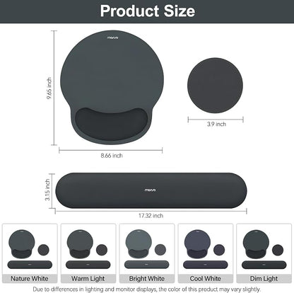 MOSISO Wrist Rest Support for Mouse Pad&Keyboard Set, Slate Gray | Circle Curved Ergonomic Mousepad Non-Slip Base Home/Office Pain Relief&Easy Typing Pad with Soft Cloth&Silicone Lining
