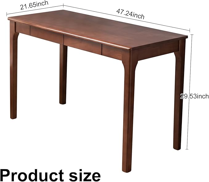 Solid Wood Desk with Drawers, Small Computer Desk for Small Spaces, Gaming Study Home Office Desks for Work, Student PC Desk for Bedroom, Escritorios para Cuartos (Cherry Color, 47inch)