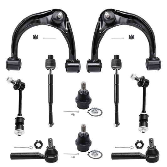Detroit Axle - 10pc Suspension Kit for 2003-2009 4Runner FJ Cruiser Lexus GX470 2 Front Upper Control Arms w/Ball Joints 2 Lower