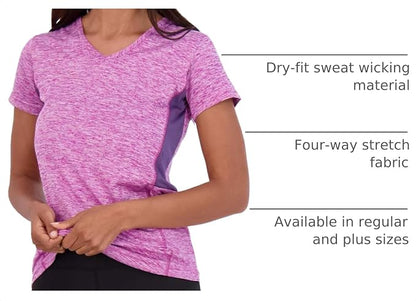 5 Pack Women's Dry Fit V Neck Workout Tops T Shirts Athletic Gym Yoga Tees | Available In Plus Size, Cooling Moisture-Wicking, Short Sleeve, Quick-Dry, Fitness, Stretch, Exercise, Running, Hiking
