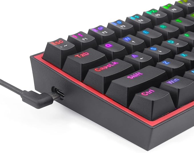 Redragon K617 Wired 60% Compact Hot-Swap RGB Gaming Mechanical Keyboard | 61 Keys Design for More Room to Aim, Swap-Ready Socket for Mod, Vibrant 20-Mode Lighting Hype Vibing, Pro Software Supported