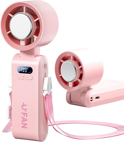 Handheld Fan, Portable Handheld Fan with Ice Function, mini personal fan, Turbo Powerful Rechargeable Fans,1-199 Speed, Foldable, for Women Men Outdoor Indoor travel essentials(Pink)