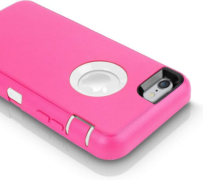 AICase iPhone 6 Case, iPhone 6S Case [Heavy Duty] Built-in Screen Protector Tough 3 in 1 Rugged Shockproof Cover for Apple iPhone 6/6S (Pink/White)