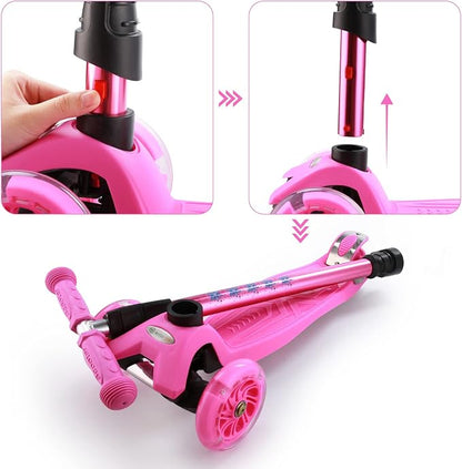 3 Wheel Scooter for Kids Ages 6-12,Kids Scooter with Light Up Wheels, Sturdy Deck Design, and 4 Height Adjustable Suitable for Kid Ages 3-12