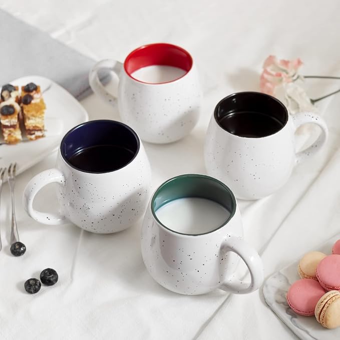 LIFVER 20 Ounces Coffee Mugs Set of 4, Large Ceramic Coffee Mugs with Handles for Coffee Tea Hot Cocoa, Espresso Cups Gifts for him her, Jumbo Soup Mugs Set of 4
