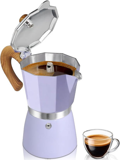 Coffee Maker Stovetop Espresso Maker 12 Cup Aluminum Moka Pot Percolator 20oz 600ml Easy Brewing for Electric Ceramic Stoves Home Camping Italian Cuban Café Classic Purple