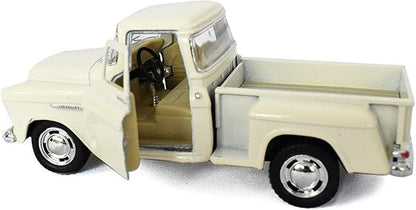 KiNSMART 1955 Chevrolet Stepside Pickup Truck 5 Inch 1:32 Scale Die Cast Metal Little Truck (White)