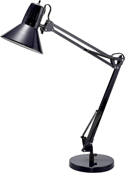 Bostitch Office VLF100D Swing Arm Desk Lamp, Metal, 36" Reach with Multi-Joint Adjustment, Includes Replaceable LED Bulb (VLF), Black