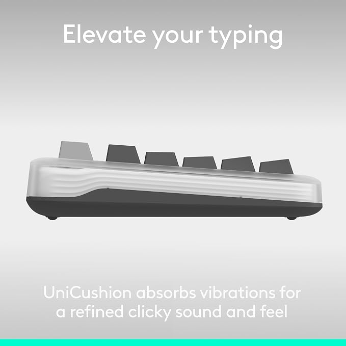 Logitech Alto Keys K98M Wireless Mechanical Gasket Keyboard - Off White | Customizable, clicky, vibration absorbing gasket, white backlit keys, Bluetooth, USB-C charging, for PC, Mac, Laptops
