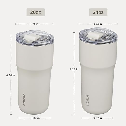 BJPKPK 24 oz Coffee Tumbler, Insulated Stainless Steel Travel Cup | Double Wall Vacuum, Leak Proof Lid, Keeps Hot/Cold/Iced, BPA Free, Dishwasher Safe, Cupholder, White
