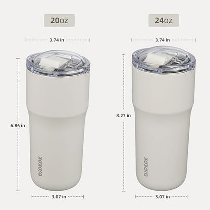 BJPKPK 24 oz Coffee Tumbler, Insulated Stainless Steel Travel Cup | Double Wall Vacuum, Leak Proof Lid, Keeps Hot/Cold/Iced, BPA Free, Dishwasher Safe, Cupholder, White