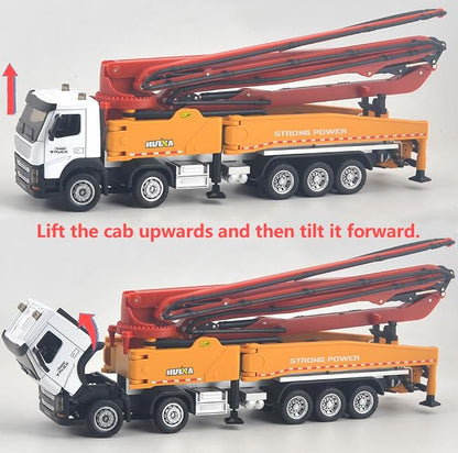 Ailejia Concrete Pump Truck Model Toy Construction Vehicle 1:50 Scale Die-cast Heavy Duty Wheeled Pump Truck Toys for Kids and Ornament (Red)
