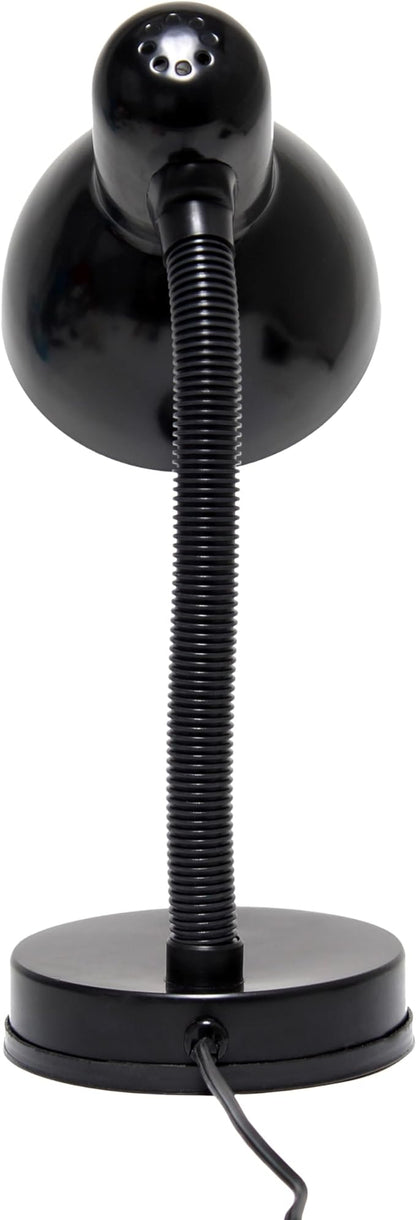 Simple Designs LD1003-BLK-LB 14.25" Basic Metal Desk Lamp with Flexible Hose Neck for Office, Living Room, Bedroom, College Dorm, Bookshelf, Black, with Feit LED Bulb Included
