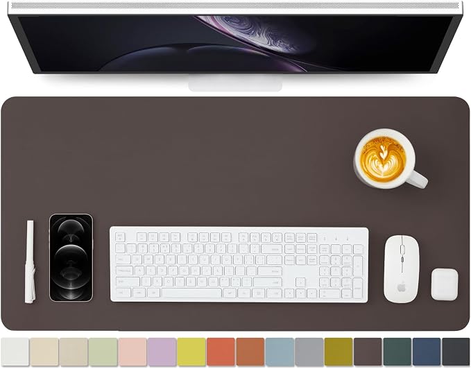 Leather Desk Mat - Non-Slip PU Desk Pad for Office and Home - Desk Organization and Accessories - Ideal for Large Mouse Pad and Desk Mats on Top of Desks (Coffee,31.5"x 15.7")