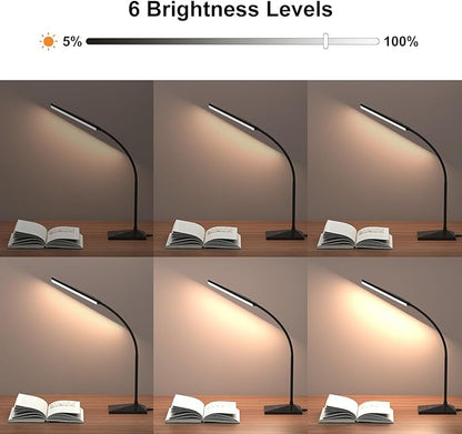 RAOYI LED Desk Lamp, 12W Dimmable Table Lamp Eye-Caring Reading Light with USB Charging Port, Touch Control, 5 Lighting Modes and 6-Level Brightness for Home Office Bedrooms (Black)