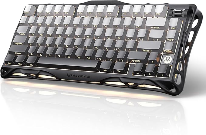 GravaStar Mercury K1 75% Wireless Mechanical Gaming Keyboard RGB Backlit | Gasket Mount, Hot Swappable Linear Switches, Creamy Sound Keyboard, 2.4GHz/USB-C/Bluetooth 5.0, for Win/Mac【Gradient Black】