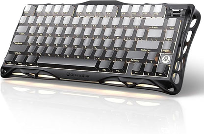 GravaStar Mercury K1 75% Wireless Mechanical Gaming Keyboard RGB Backlit | Gasket Mount, Hot Swappable Linear Switches, Creamy Sound Keyboard, 2.4GHz/USB-C/Bluetooth 5.0, for Win/Mac【Gradient Black】