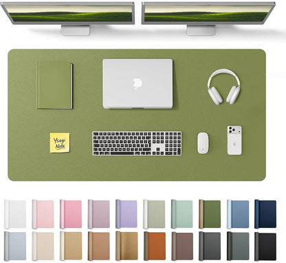 YSAGi Leather Desk Protector, Office Mat, Large Mouse Mat, Non-Slip PU Leather Blotter, Laptop Desk, Waterproof Writing Pad for Office and Home (Green, 47.2" x 23.6")