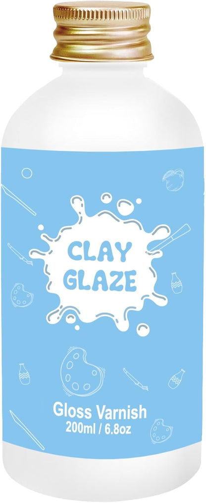 200ml Air Dry Clay Varnish，Air Dry Clay Sealant for Airdry Clay，Air Dry Clay Glaze Can Not Only Used to Prevent Clay Cracking, Scratches, and Wear,It Can Also Having a Glossy Glaze Effect (Gloss)