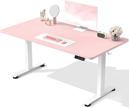 Veken Standing Desk, Pink, 55×23.6 Inch | Height Adjustable Sit Stand Up Computer Tables for Home Office, Study , Writing, Suit students, employees and group work