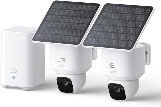 eufy Security SoloCam E30, 2-Cam Pack Kit, Security Cameras Wireless Outdoor, Solar Camera Outdoor Wireless, 360° Pan, AI Tracking, 2K Clarity, No Monthly Fee, Built-in Local Storage (Up to 16TB)