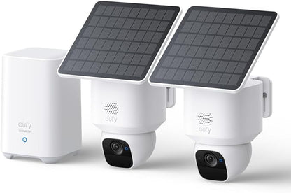 eufy Security SoloCam E30, 2-Cam Pack Kit, Security Cameras Wireless Outdoor, Solar Camera Outdoor Wireless, 360° Pan, AI Tracking, 2K Clarity, No Monthly Fee, Built-in Local Storage (Up to 16TB)