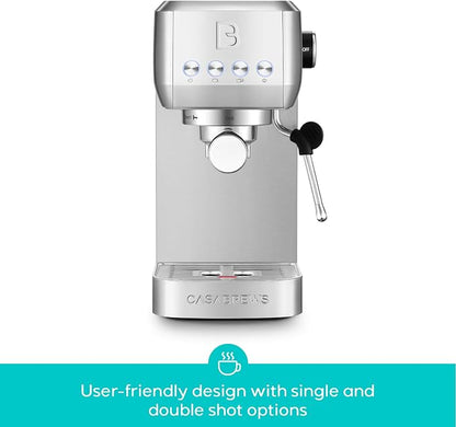 CASABREWS 3700 Essential Stainless Steel Espresso Machine with Steam Wand | 20-Bar Italian Pump, Powerful Steam Wand, 43.9oz Removable Water Tank, Compact Espresso Maker for Home, Cappuccino & Latte