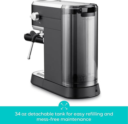 CASABREWS CM5418 Espresso Machine, Espresso Coffee Maker with Steam Wand | Stainless Steel, 20-Bar Pump, Built-in Pressure Gauge, Powerful Steam Wand for Cappuccino Latte for Home, 34oz Water Tank