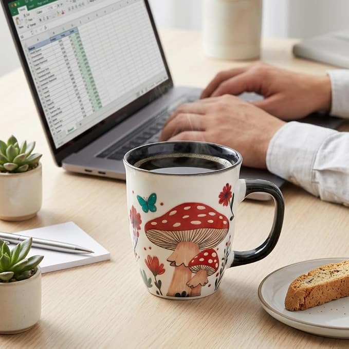 Mushroom Coffee Mug - Heat Changing Tea Mugs for Women Men, 16oz Ceramic Color Changing Cup, Gifts for Mothers Day Christmas