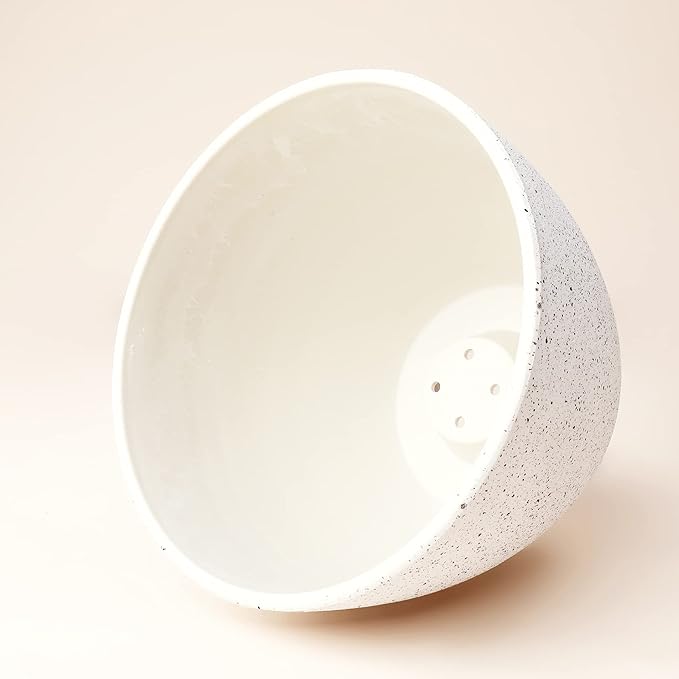 LA JOLIE MUSE Flower Pots Outdoor Garden Planters, Indoor Plant Pots with Drainage Holes, Plastic, Speckled White, Set 2 (8.6 + 7.5 Inch)