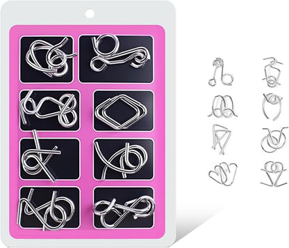 Metal Brain Teaser Puzzles Ring Educational Toys, Steel IQ Games Physics Mind Metal Puzzles for Adults, Unlock Interlock Game, Brain Teaser Puzzle for Party Favor Kids (C)
