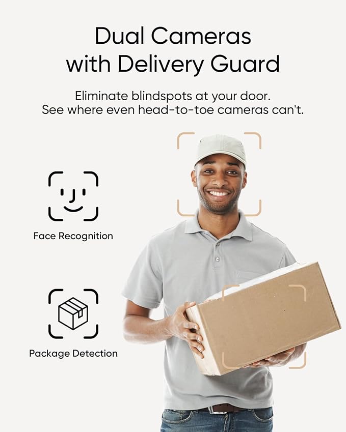 eufy Security Video Doorbell E340,No Subscription,Dual Cameras,2K FHD,Head-to-Toe View, Doorbell Camera Wireless & Wired, Color Night Vision, Two-Way Talk, AI Motion/Package Detection, Built-in 8GB
