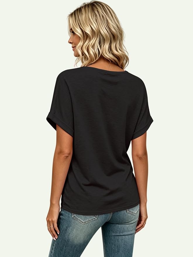T Shirts Short Sleeve V Neck Tees Womens Tops Beach Vacation Fashion Clothes 2026 Casual Summer Spring Fall Outfits