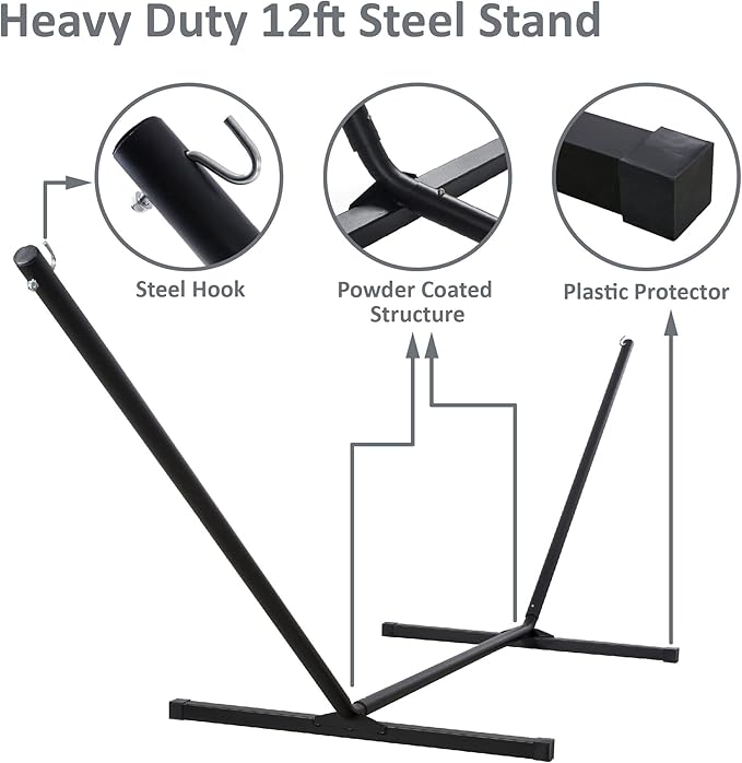 SUNCREAT Extra Large Hammocks for Outside, Heavy Duty Hammocks with Stands Included, Navy