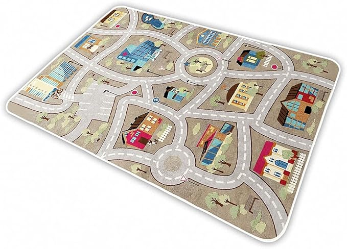 Kid Rug Carpet Playmat for Toy Cars and Train，Play Area Rug with Rubber Backing，Fun Throw Rug，Ideal Gift for Children Baby Bedroom Play Room(80×120cm/32×47in)