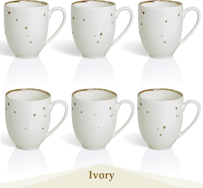 Esfour Ceramics Coffee Mugs Set Of 6, 14 Oz Large Handle Heavy Duty Cups - Microwave Dishwasher Safe - Latte, Cappuccino, Tea, Cocoa, Mocha - Men, Women, Home Office Daily Use, Classic Assorted Colors