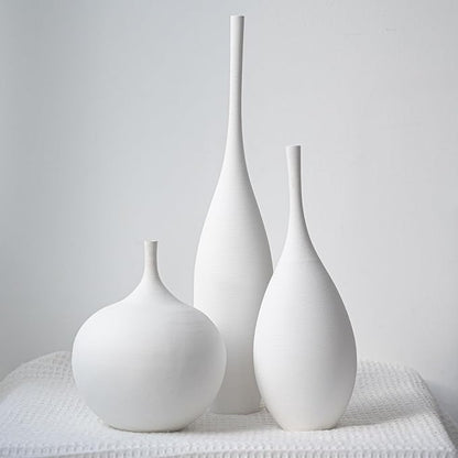 Relexome White Ceramic Vase Modern Boho Wabi-Sabi Flower Vase Set of 3 Decorative Aesthetic Vases for Centerpieces Pampas Matte Minimalist Vases for Living Room Table Shelf Home Decor Gift