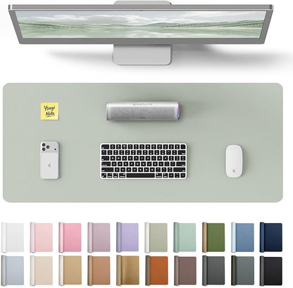 YSAGi Leather Desk Protector, Office Mat, Large Mouse Mat, Non-Slip PU Leather Blotter, Laptop Pad, Waterproof Writing Pad for Office and Home (Grayish Green, 23.6" x 13.8")