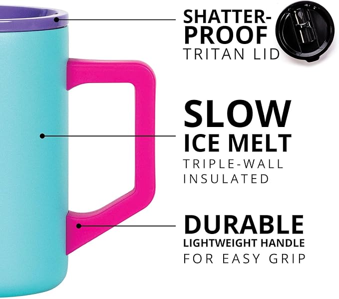 Elemental Insulated Coffee Mug - Triple-Wall Stainless Steel Summit Travel Cup for Hot and Cold Drinks - Thermal Coffee Mug with Lid and Handle for Camping, Office & Trave 16oz - Blue Tie Dye
