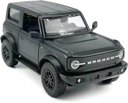 2-Door Bronco Badlands Model Car 1/36 Scale Diecast Toy Cars Metal Alloy Children’s Vehicles, Pull Back Doors Open, Black Rim, Mens Collection, Kids Toys for Boys Gifts, Cake Topper Home Décor, Black