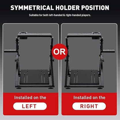 GTPLAYER Sim Racing Wheel Stand Simulator Cockpit Wheel Stand fit for Logitech G25 G27 G29 G920 G923 Thrustmaster T330TS Gaming Stand Wheel Pedals NOT Included, Deep Black With Cup Holder