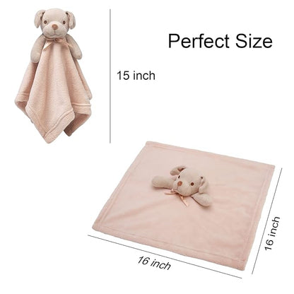 Pro Goleem Dog Security Blanket Brown Soft Puppy Lovey for Boys and Girls Unisex Lovie Baby Gifts for Toddler and Infant Snuggle Toy Stuffed Animal 16 Inch